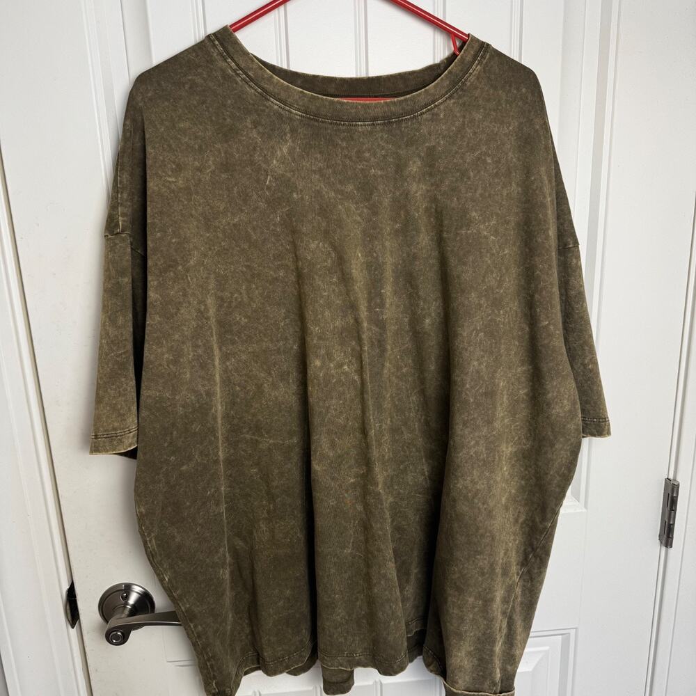 Oversized T Shirt for L/XL Mountain Moverz Washed Dark Olive 100% Cotton